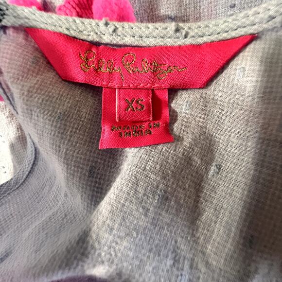 Lilly Pulitzer Embroidered Peplum Top Boho Pom Pom Flutter Sleeve XS - Picture 9 of 12